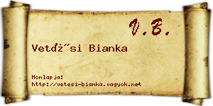 Vetési Bianka névjegykártya