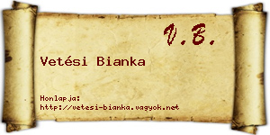 Vetési Bianka névjegykártya